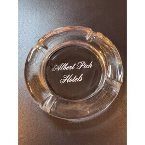 Vintage Albert Pick Hotels Glass Ashtray Collectible Motel Lodging Decor